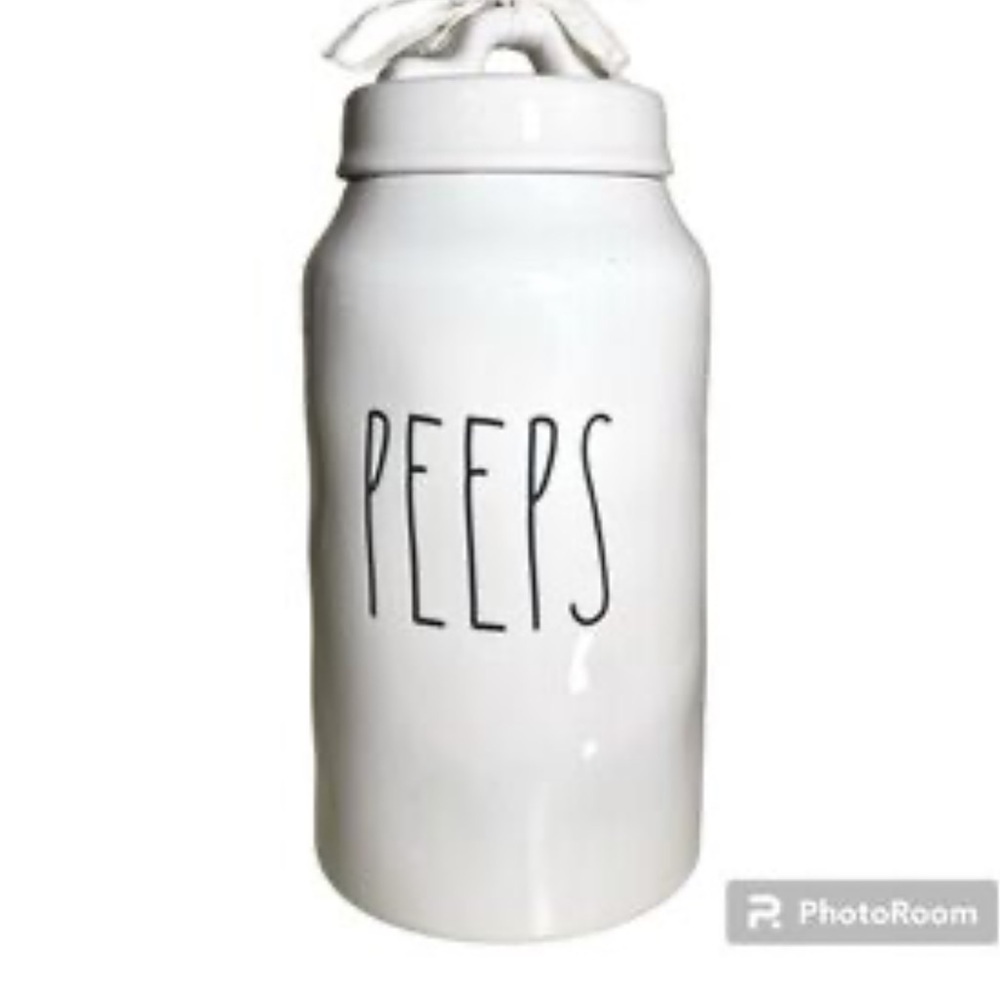 Rae Dunne artisan collection White Ceramic 'Peeps' Canister Easter canister